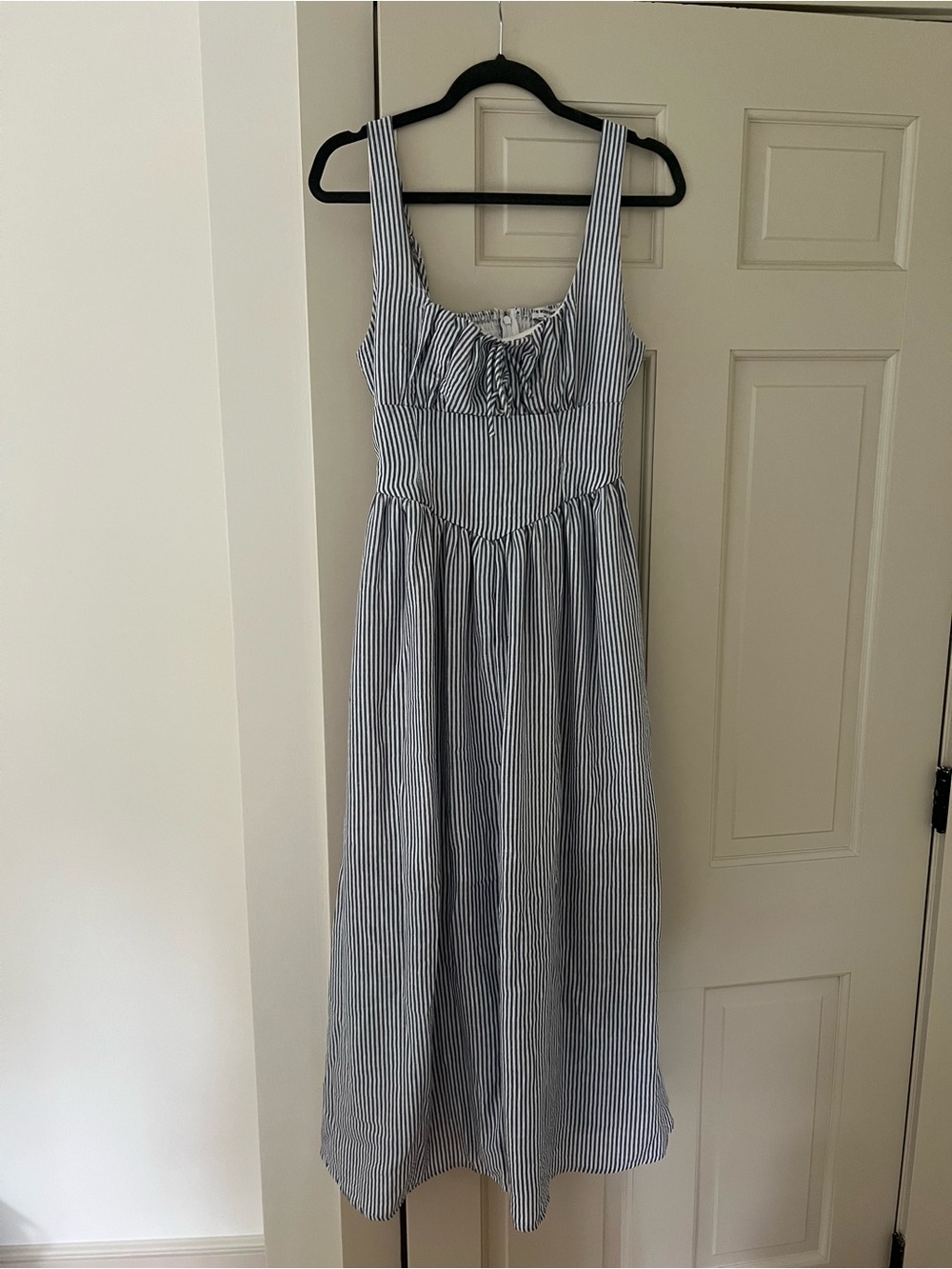 Workshop Republic Clothing Blue-and-White Corset Striped Midi Dress - Picture 3 of 7